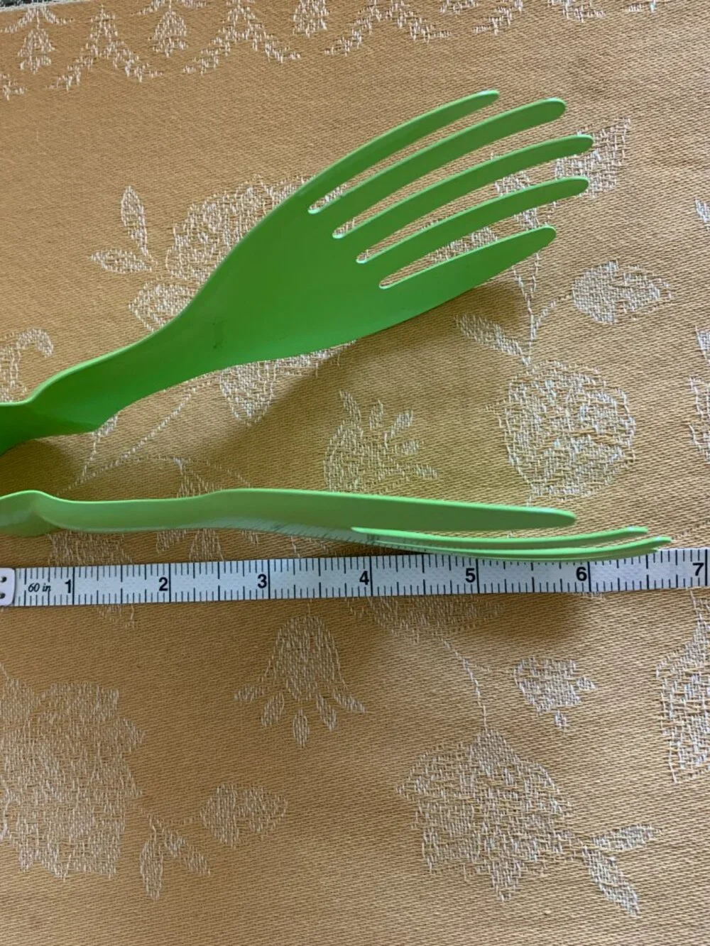 Small Danish lime green salad serving tongs